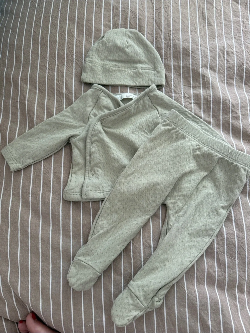 Zara Baby Two-Piece Set in Tan/Sage